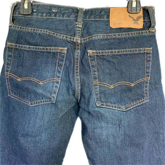 26X28 American Eagle Outfitter Original Straight Dark Wash Blue Jeans - Picture 7 of 16
